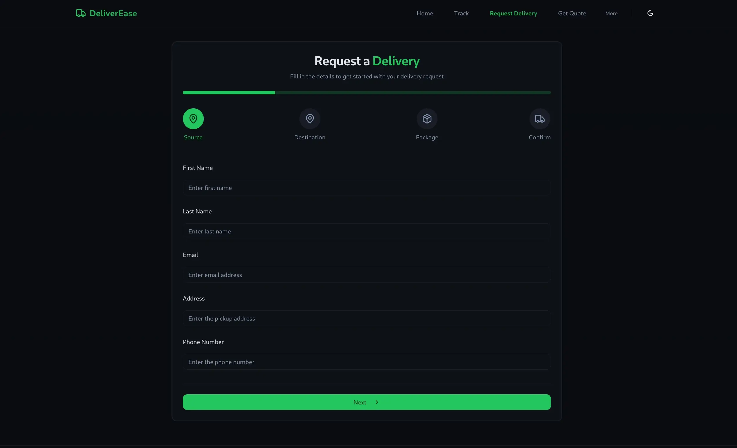 DeliverEase Request Delivery